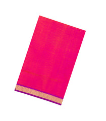 Hot Pink Handloom 9 Yards Silk Cotton Saree With Contrast Border-SC4447