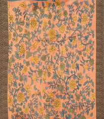 Blue Handloom Tussar Silk Saree With Printed Kalamkari Motifs-TU2884