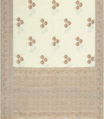 Off White Woven Art Linen Saree With Zari Border-BL5637