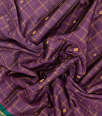 Lilac Handloom Gadwal Silk Cotton Saree With Checks & Buttas-GA0474
