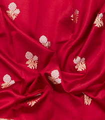 Red Woven Banarasi Poona Silk Saree With Buttas & Contrast Meena Border-BP1036