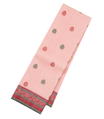 Baby Pink Handloom Korvai Kanchipuram Silk Saree With Thread Work Buttas-KA14100