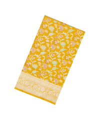 Mustard Handloom Banarasi Silk Saree With Meena Floral Motifs-BE1766