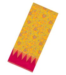Yellow Printed Synthetics Dola Tissue Body With Temple Border -BL5228