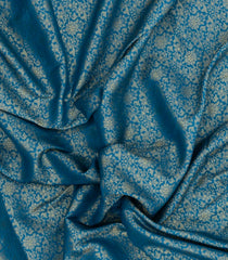 Blue Woven Art Dupion Saree With Floral Zari Motifs-BL5863