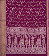 Burgundy Printed Synthetic Dola Silk Saree With Floral Motifs & Zari Stripes-SY0463
