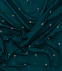 Teal Woven Bengal Cotton Saree With Diamond Motifs-BG1805