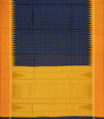 Navy Blue Woven Tussar Silk Saree With Chekcs & Mustard Border-TU3232