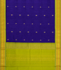 Dark Blue Handloom Korvai Silk Cotton Saree With Zari Buttas-SC4974