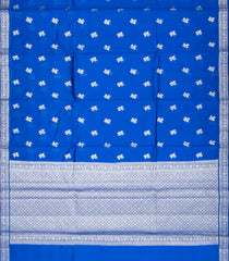 Blue Woven Dupion Silk Saree With Floral Buttas-DS0523
