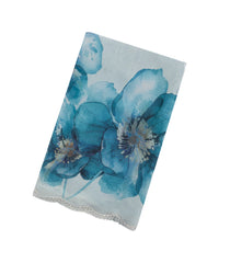 Light Blue Woven Blended Chiffon Saree With Printed Floral Motifs & Embroidered Selvage-EN1910