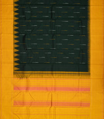 Bottle Green Handloom Korvai Kanchipuram Silk Saree With Raindrop Buttas-KA13032