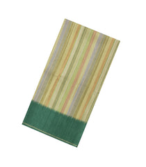 Green Printed Synthetic Tussar Silk Saree With Multi Colour Stripes-SY0531