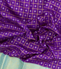 Purple Handloom Korvai Kanchipuram Silk Saree With Checks & Buttas-KA15001