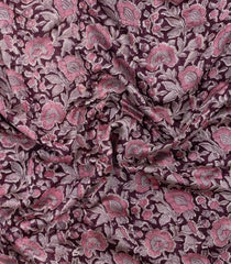 Burgundy Printed Chanderi Cotton Saree With Zari Border-CC1552