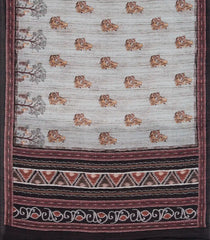 Grey Woven Art Dola Silk Saree With Printed Floral Motifs-BL3907