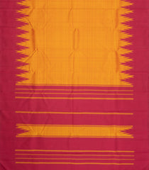 Mustard Handloom Korvai Kanchipuram Silk Saree With Silk Temple Border-KA16699