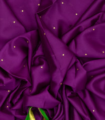 Purple Woven Mysore Silk Saree With Coin Buttas & Contrast Green Border-MS3039
