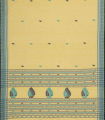 Yellow Handloom Bengal Cotton Saree With Floral Buttas-BG1618