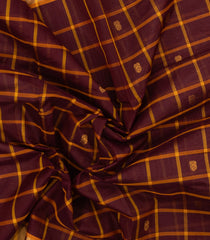 Maroon Handloom Silk Cotton Saree With Checks & Buttas-SC3816