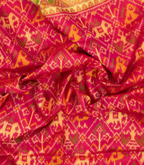 Pink Handloom Rajkot Patola Silk Saree With Ikat Motifs-IK0440