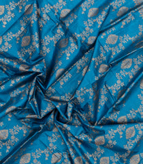 Sky Blue Woven Tussar Silk Saree With Floral Motifs-TU3399