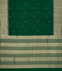 Dark Green Handloom Kanchipuram Silk Saree With Raindrop Buttas-KA14278