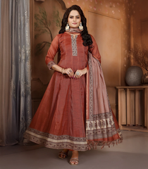 Rust Brown Casual Anarkali Set: RC5523