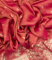 Dark Peach Woven Art Dola Viscose Saree With Floral Zari Motifs-BL3981