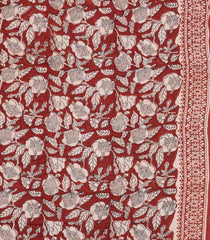 Cream Printed Jaipur Cotton Saree With Floral Motifs-JC1747