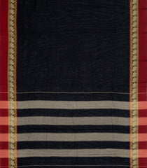 Black Woven Chirala Cotton Saree With Printed Blouse-CR1508