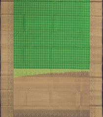 Green Woven Kanchipuram Silk Saree With Checks-KA14977