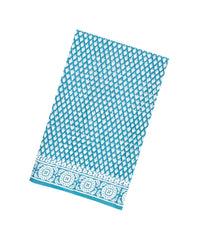 Turquoise Printed Jaipur Cotton Saree With Floral Motifs-JC1600