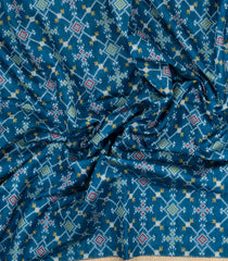 Steel Blue Woven Art Dupion Saree With Tie & Dye Motifs-BL5899