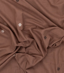 Dark Beige Handloom Bengal Cotton Saree With Floral Buttas-BG1622