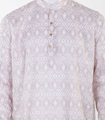 Natural Mid Length Kurta with Ikat print -EW1102