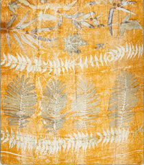 Yellow Handloom Tussar Silk Saree With Eco Printed Motifs-TU2850
