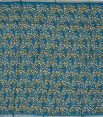 Blue Woven Tussar Silk Saree With Printed Floral Motifs-TU2900