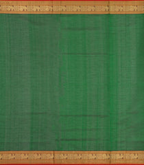 Green Handloom Silk Cotton Saree With Checks-SC4291