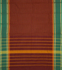 Maroon Woven Chettinad Cotton Saree With Checks & Contrast Border-CN1781