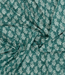 Shadow Green Printed Jaipur Cotton Saree With Floral Motifs-JC1652