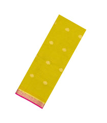 Lime Green Woven Blended Viscose Saree With Zari Checks & Buttas-BL6093