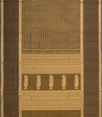 Dark Olive Handloom Silk Cotton Saree With Zari Checks-SC4038