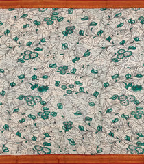Green Printed Kalamkari Cotton Saree With Zari Border-KAL1206