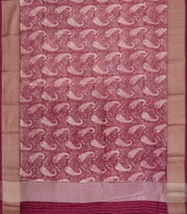 Burgundy Printed Chanderi Cotton Saree With Zari Border-CC1519