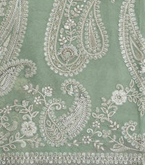 Light Green Woven Synthetic Blended Saree With Embroidered Floral Motifs-EN1988