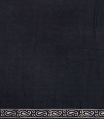 Black Pritned Jaipur Cotton Saree With Floral Motifs-JC1584