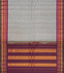 Grey Handloom Gadwal Silk Cotton Saree With Contrast Border-GA0195