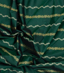 Bottle Green Handloom Korvai Kanchipuram Silk Saree With Floral Motifs-KA15454