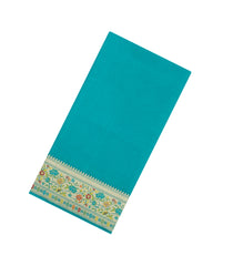 Turquoise Woven Art Dupion Saree With Meena Floral Border-BL5936